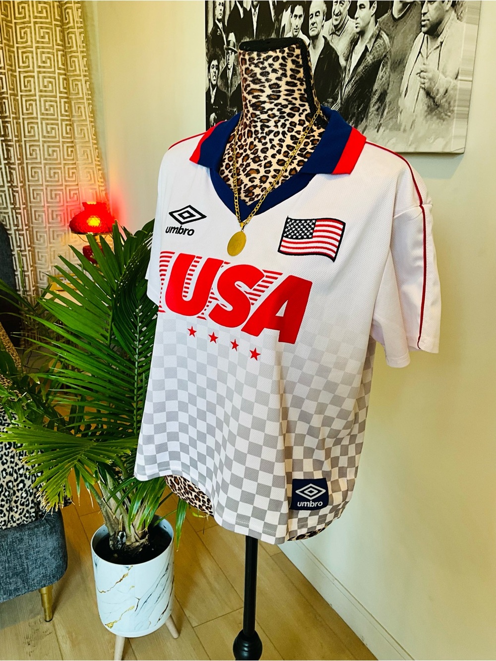 Umbro White, Red & Navy USA Soccer Polo Jersey